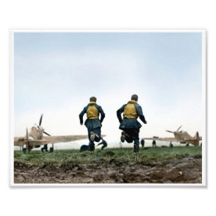 RAF Pilots 'Scramble' during the Battle-of-Britain Photo Print
