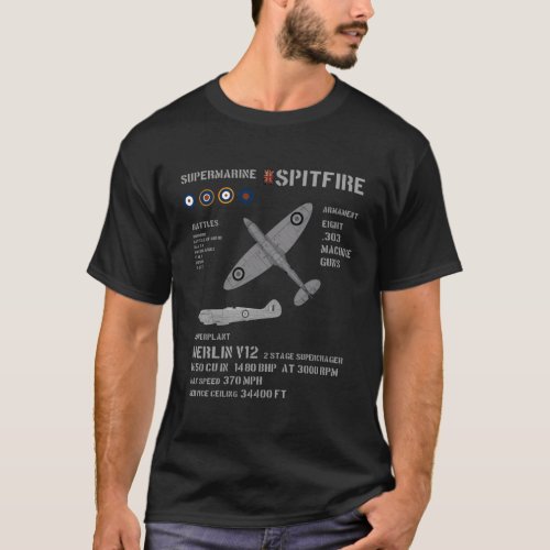 Raf Supermarine Spitfire Wwii Fighter Plane T_Shirt
