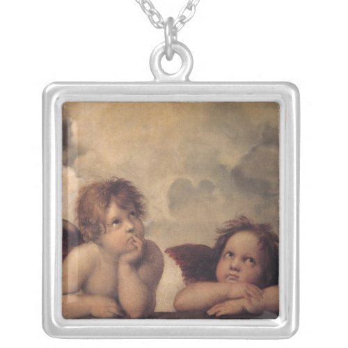 Rafael angel print silver plated necklace