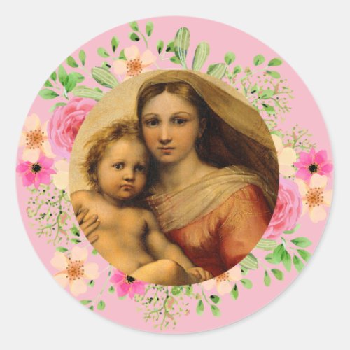 Rafael Madonna Sistine Classic Round Sticker