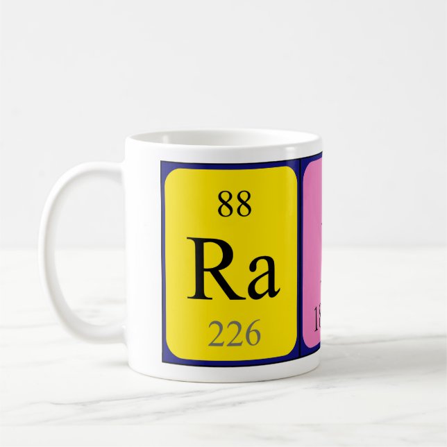 Raff periodic table name mug (Left)