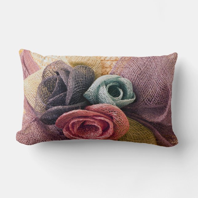 Raffia Roses  Lumbar Pillow (Front)