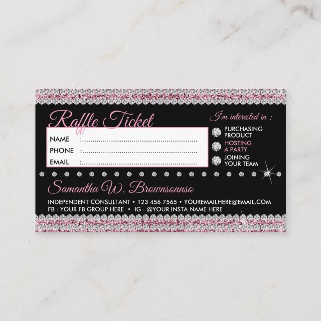 Raffle Five Dollar Jewelry bling Business Card (Front)