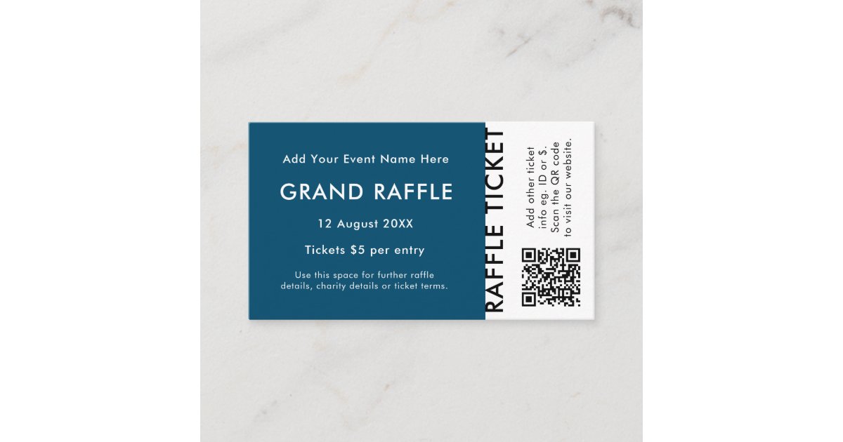 Raffle Ticket Blue QR Code Prize Draw Event Ticket Zazzle