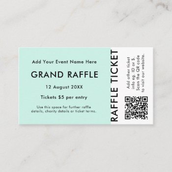 Raffle Ticket Mint Qr Code Prize Draw Event Ticket by GuavaDesign at Zazzle