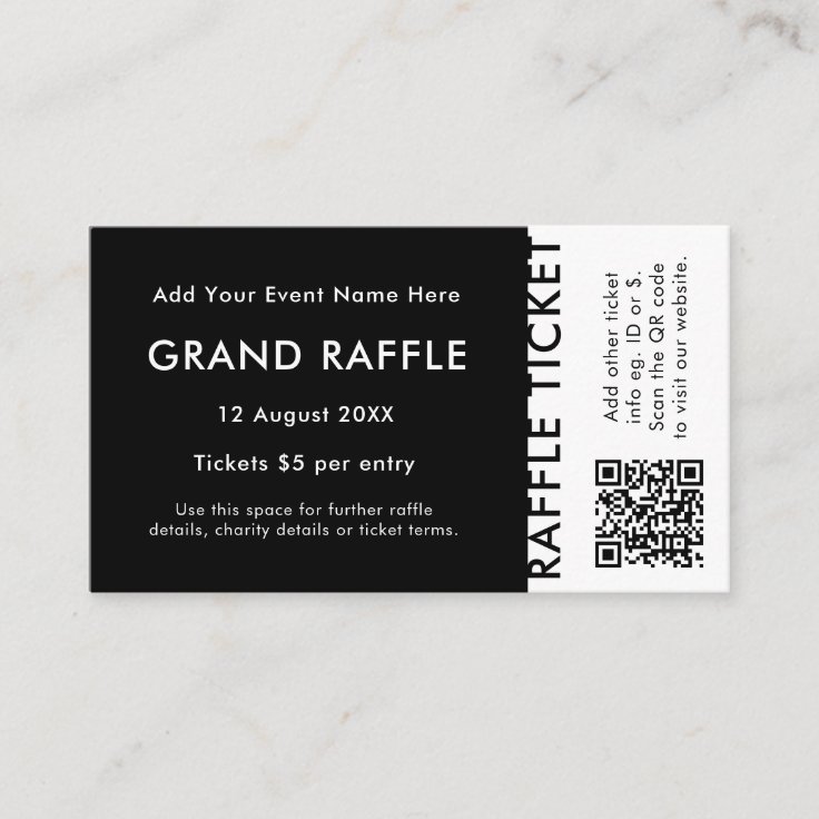 Raffle Ticket QR Code Prize Draw Event Ticket Zazzle