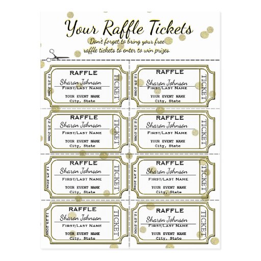 Raffle Tickets Golden Confetti Postcard | Zazzle