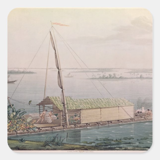 Raft on the Guayaquil River Square Sticker (Front)