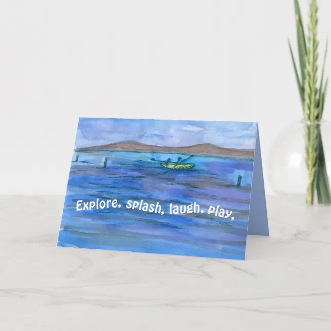 Rafting Boating Mountain Lake Happy Birthday Card | Zazzle