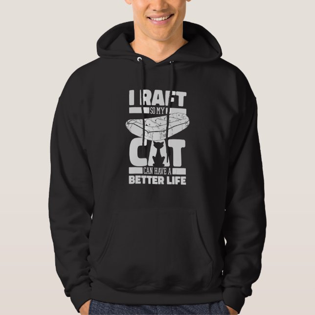 Rafting Cat White Water Boating  Rafter Hoodie (Front)