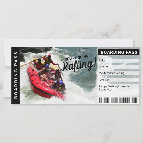 Rafting River Trip Gift Certificate Boarding Pass