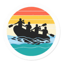 Rafting Team Raft White Water Rafter Paddle Retro Classic Round Sticker