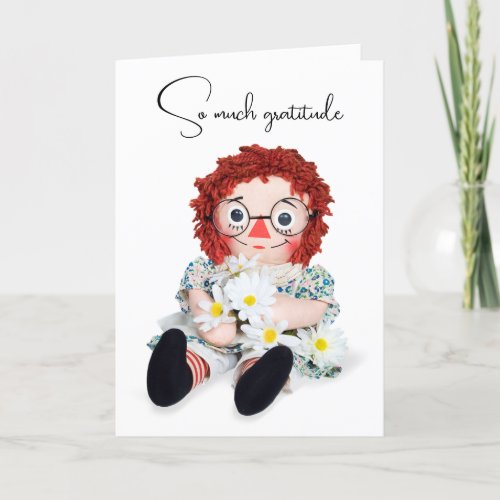 Rag Doll and Daisy Bouquet Thank You Card