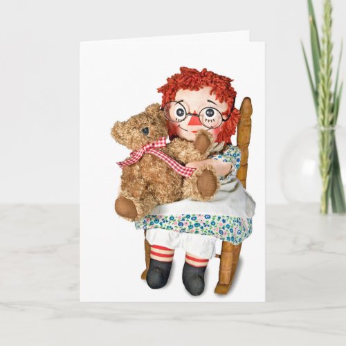 Rag doll and teddy bear card