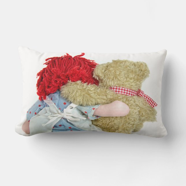 rag doll and teddy bear friends lumbar pillow (Front)