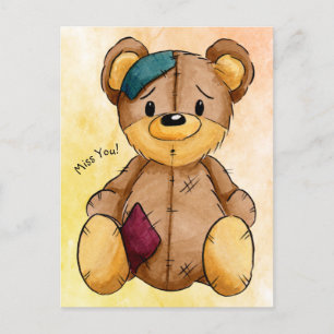 Rag Doll Bear Miss You Postcard