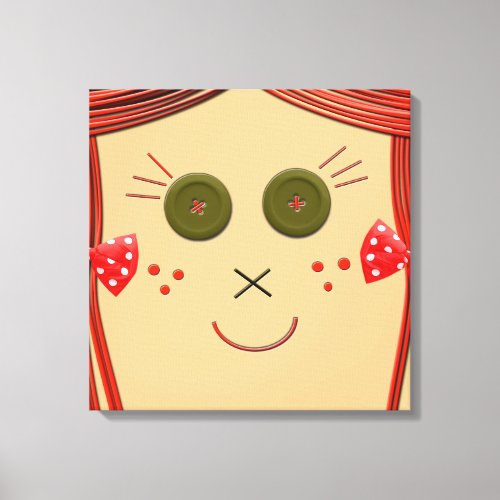 Rag Doll Button Eyes Canvas Wall Art