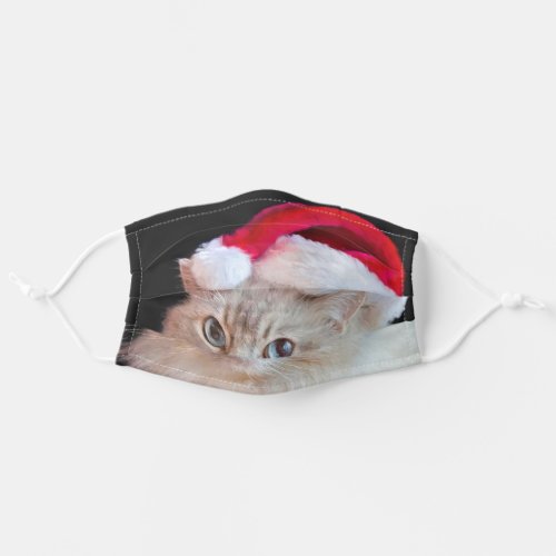 Rag Doll cat with Santa cap Adult Cloth Face Mask