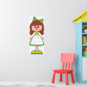 Rag Doll Girl Green Dress Polka Dot Poster