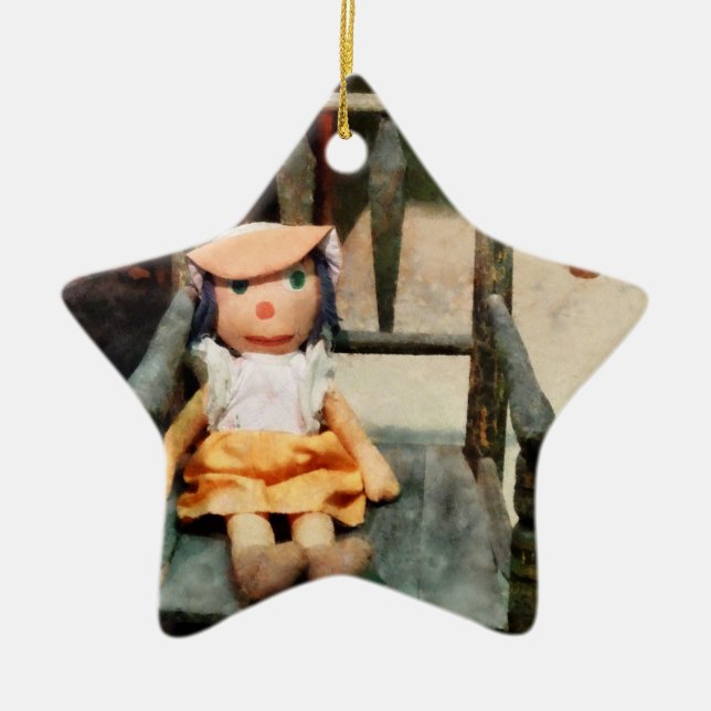Rag Doll in Chair Ceramic Ornament (Front)