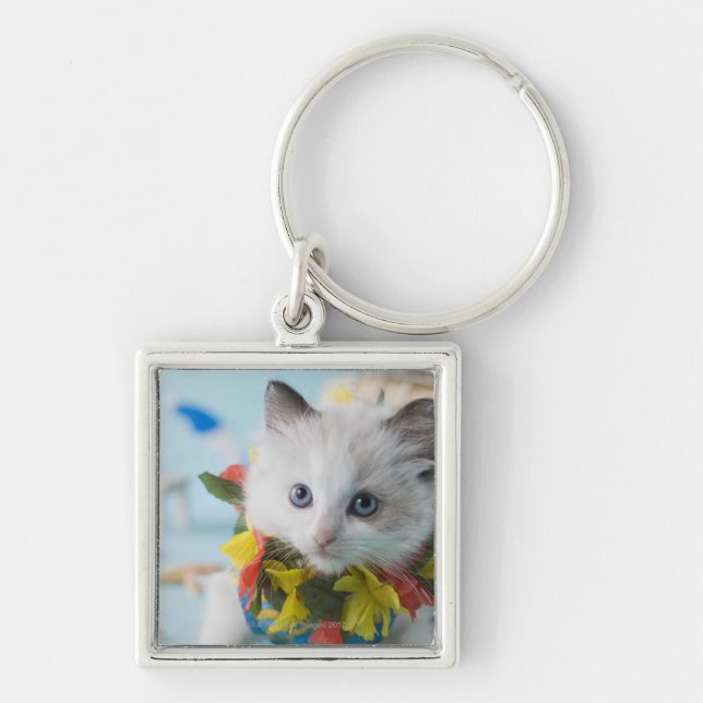 Rag Doll Kitten and Summer Vacation Keychain (Front)