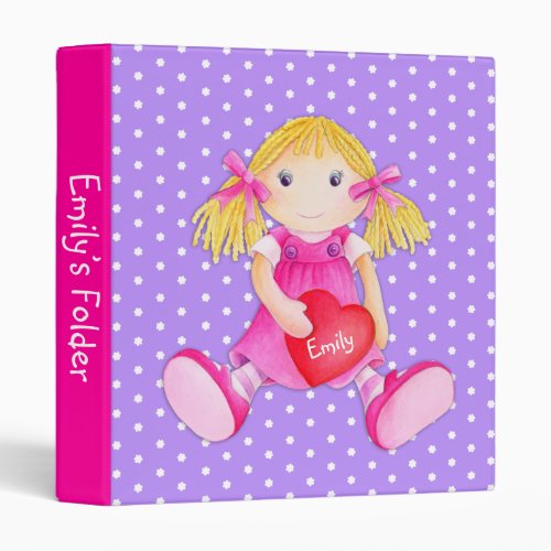 Rag doll polka dot flowers personalized folder