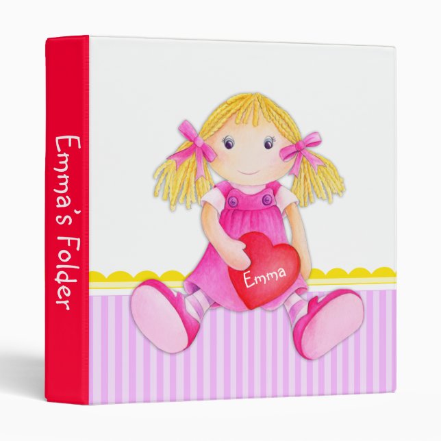 Rag doll stripes yellow red pink named folder (Front/Spine)