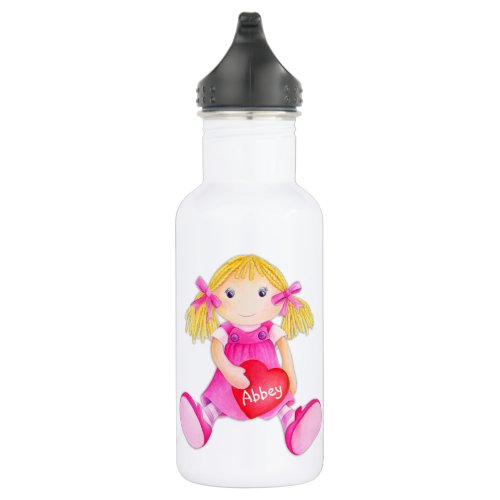 Rag doll Watercolor art name heart drinks bottle