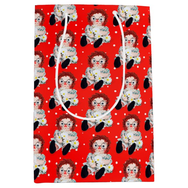 Rag Doll with Daisies on Polka Dots Medium Gift Bag (Front)