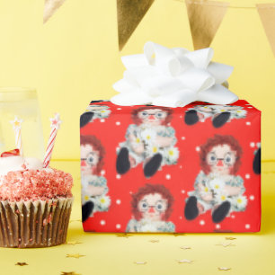 Rag Doll with Daisies on Polka Dots Wrapping Paper
