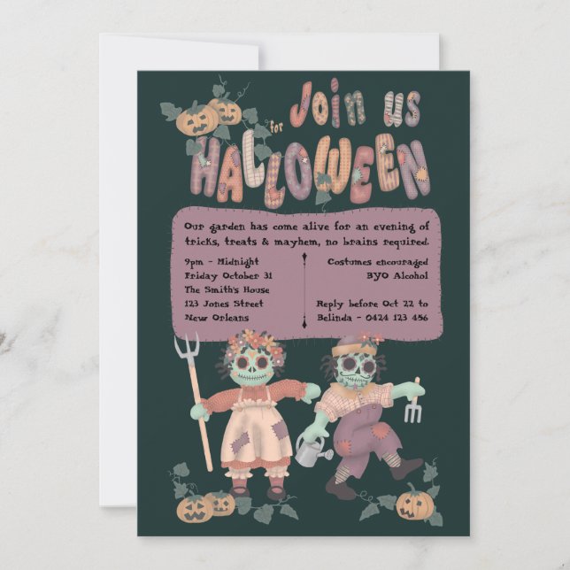 Rag Doll Zombies - Halloween Invitation (Front)