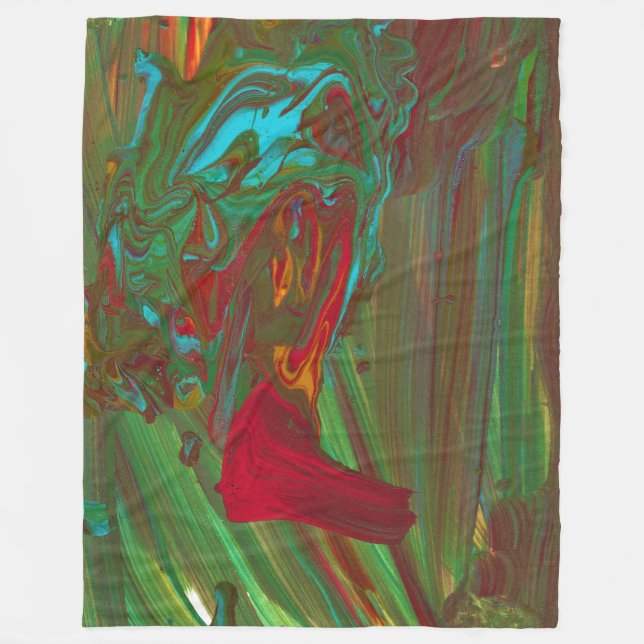 Rag To Riches 1 Bold Red Green Abstract Blanket (Front)