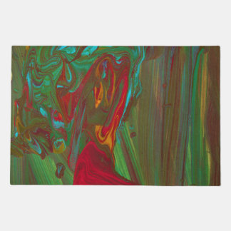 Rag To Riches 1 Bold Red Green Abstract Door Mat