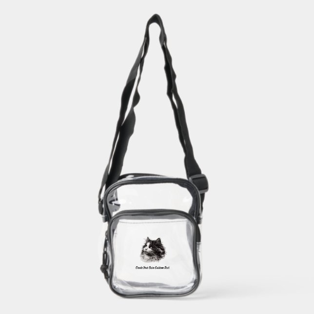 Ragamuffin Cat Create Your Own Custom Text  Clear Crossbody Bag (Front)