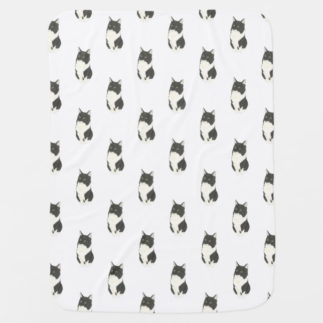 Ragamuffin Tuxedo Domestic Medium Haired Cat Baby Blanket (Front)