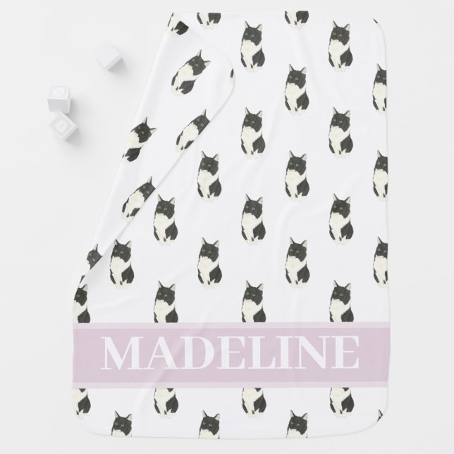 Ragamuffin Tuxedo Domestic Medium Haired Cat Baby Blanket (In Situ)