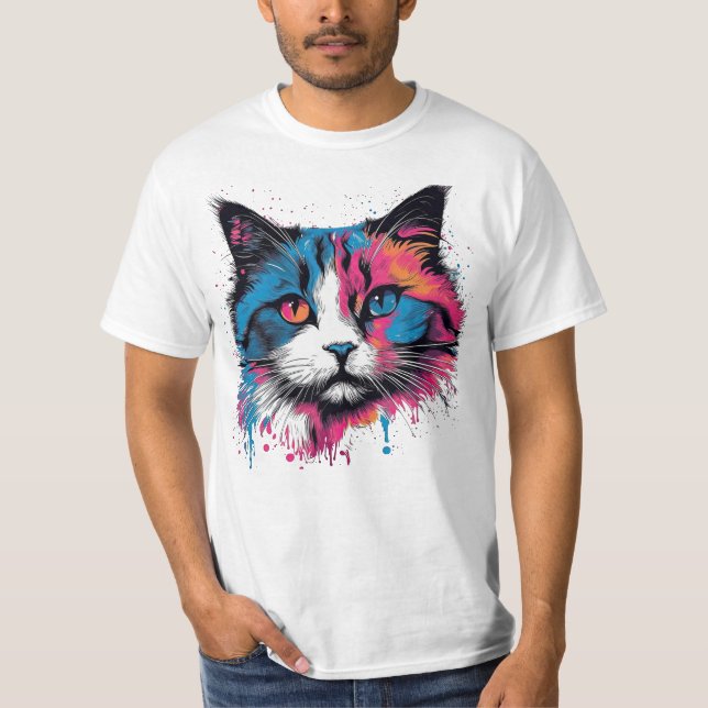 Ragdoll Art Co. Expressive Pop-Art Ragdoll Cat Des T-Shirt (Front)
