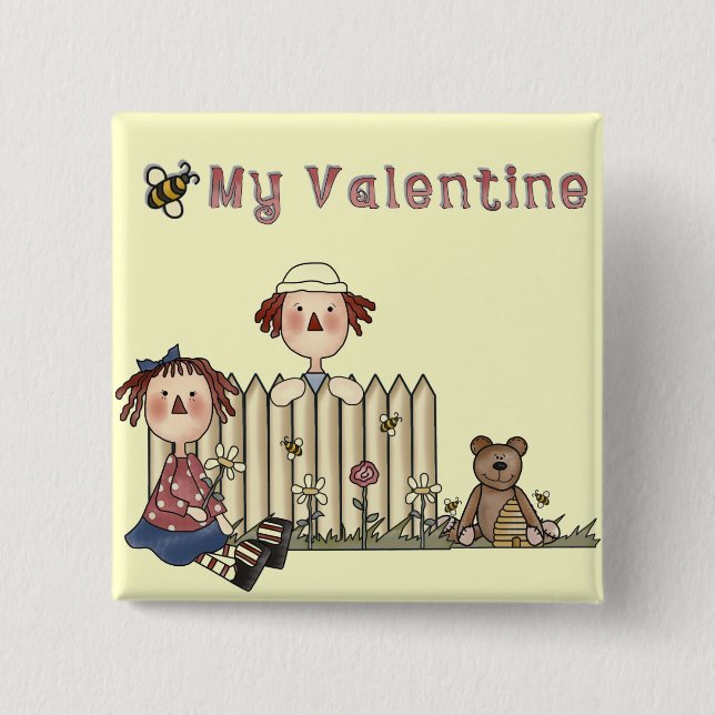 Ragdoll Bee My Valentine tshirts and Gifts Button (Front)