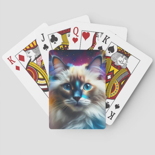 Ragdoll Breed Of Cat Color Explosion Background Poker Cards (Back)