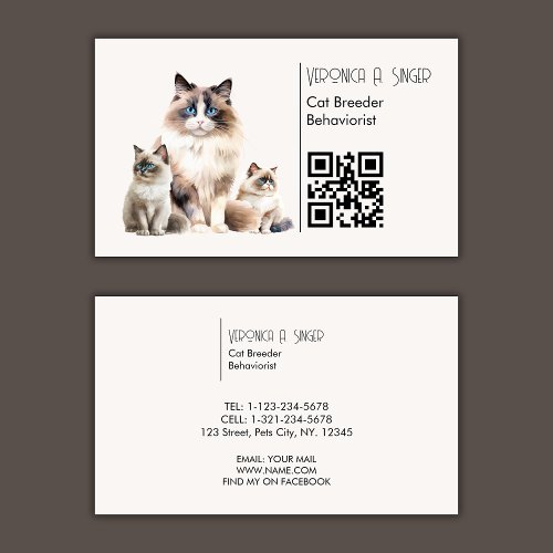 Ragdoll Breeder Behaviorist QR Code Cat Business Card