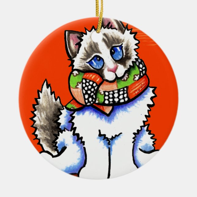 Ragdoll Cat All Dolled Up Ceramic Ornament (Front)