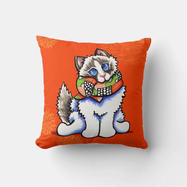 Ragdoll Cat All Dolled Up Throw Pillow (Front)