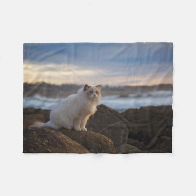 Ragdoll Cat At The Beach Fleece Blanket (Front (Horizontal))