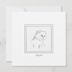 Ragdoll Cat Black and White Contemporary Note Card