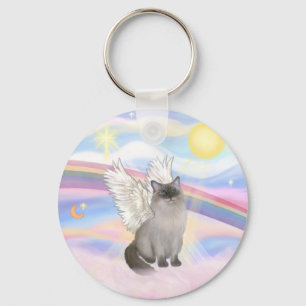 Ragdoll Cat (Blue Point) Angel - Clouds Keychain