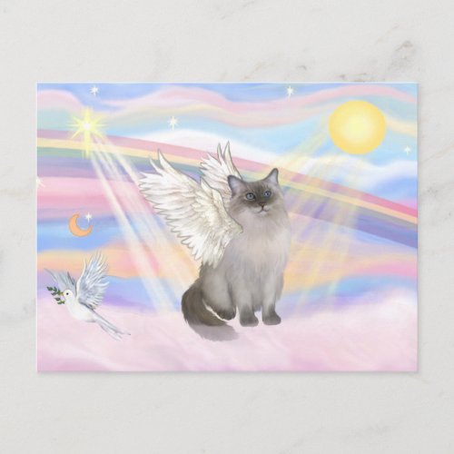 Ragdoll Cat Blue Point Angel _ Clouds Postcard