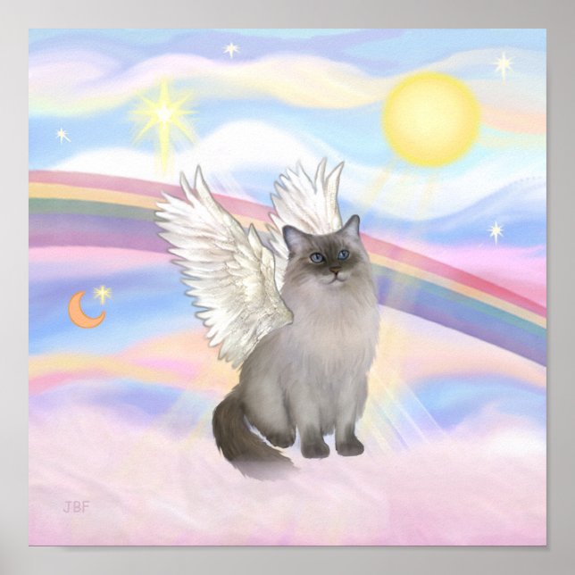 Ragdoll Cat (Blue Point) Angel - Clouds Poster (Front)