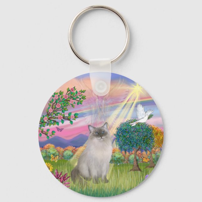 Ragdoll Cat (Blue Point) - Cloud Angel Keychain (Front)