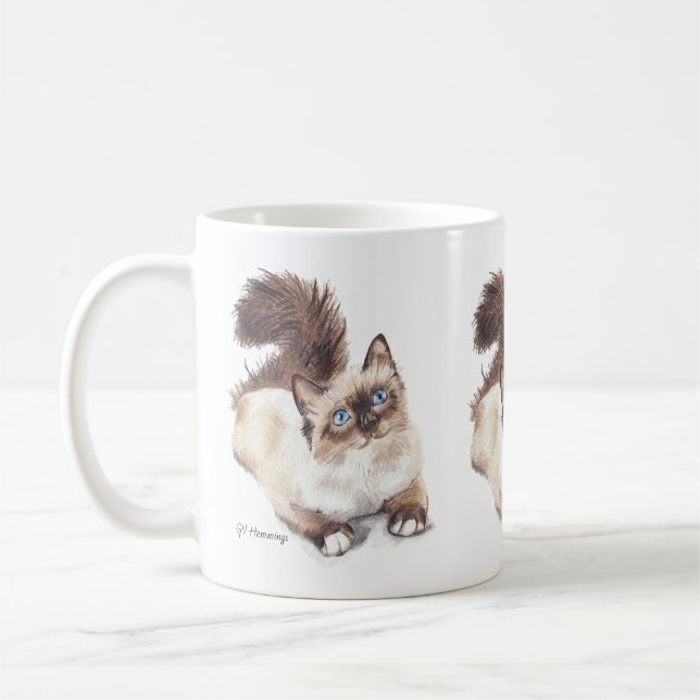 Ragdoll cat by Artist GV Hemmings Coffee Mug (Left)