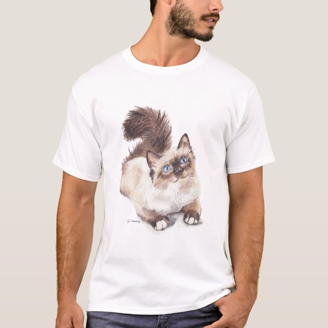 Ragdoll cat by Artist GV Hemmings T-Shirt (Front)